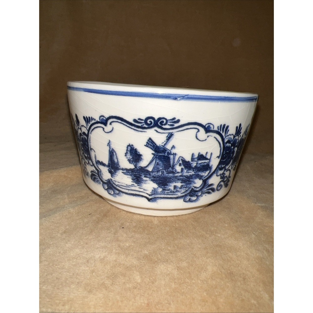 Delfts Blauw Rimac Baarn Hand Painted Delft Bowl‎ Windmill Sailboat Holland 5"
